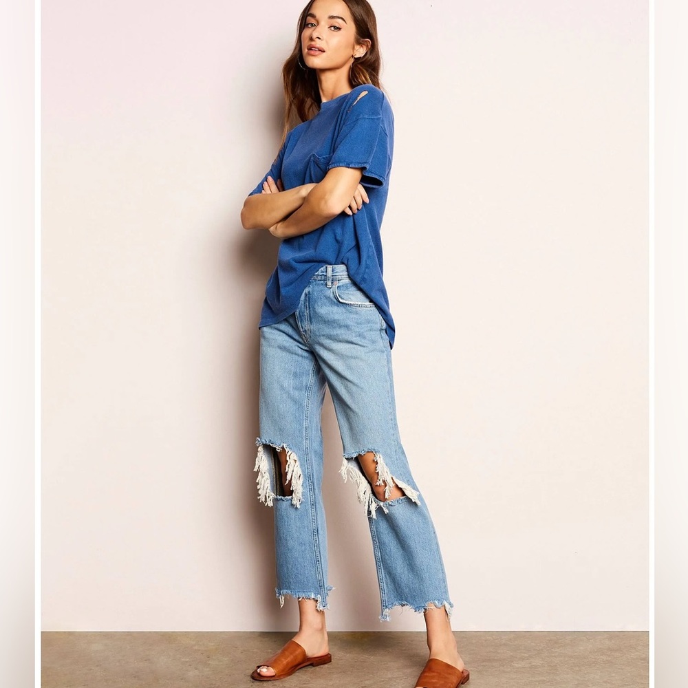 Free People We The Free Maggie Distressed Straight Jean